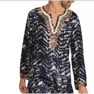 Soft Surroundings Akira Tunic Top Size Medium Petite Beaded Sequin Ikat …